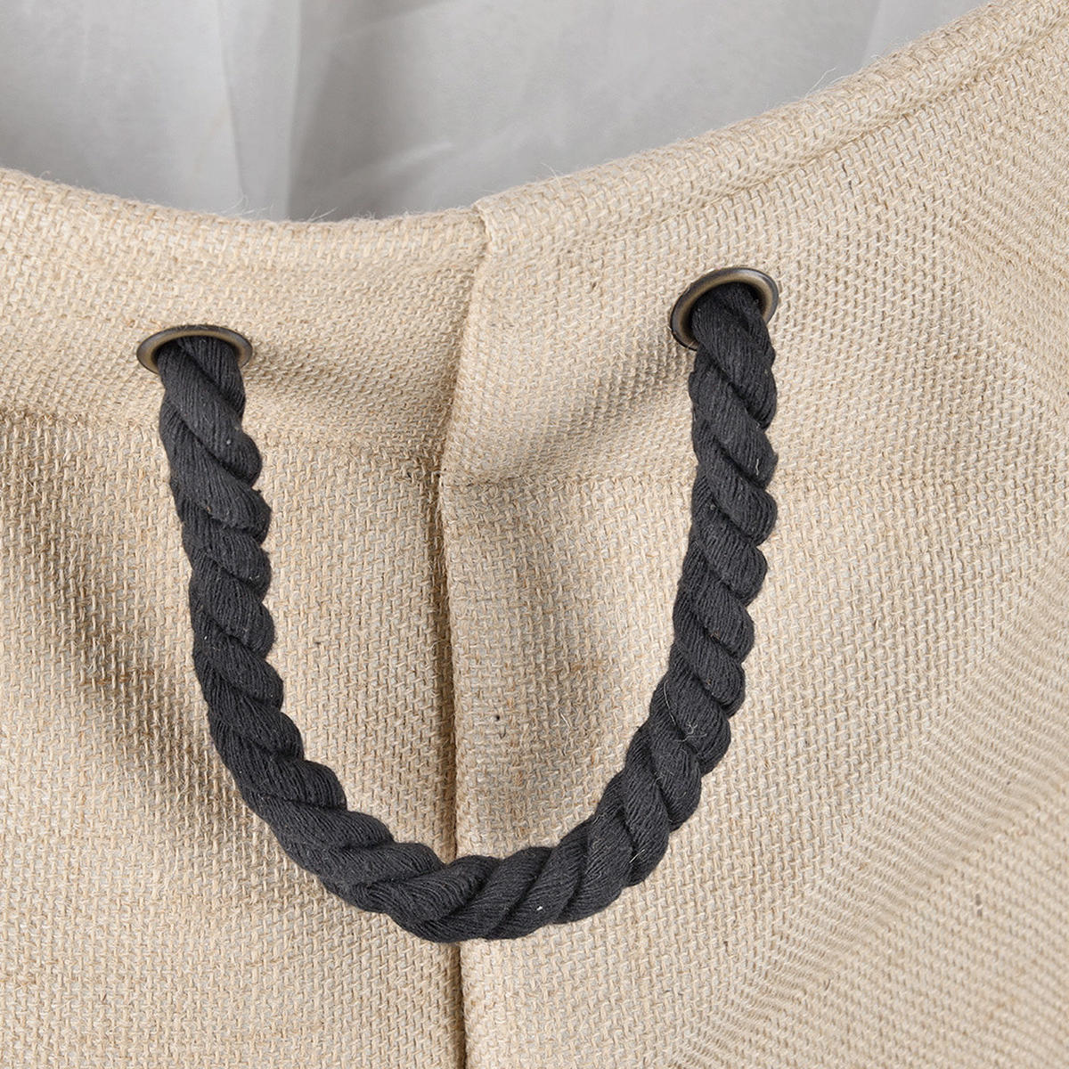 WÄSCHEKORB rund Denim 60 l 40/40/50 cm - Beige, Naturmaterialien (40/50/40cm) - ZELLER