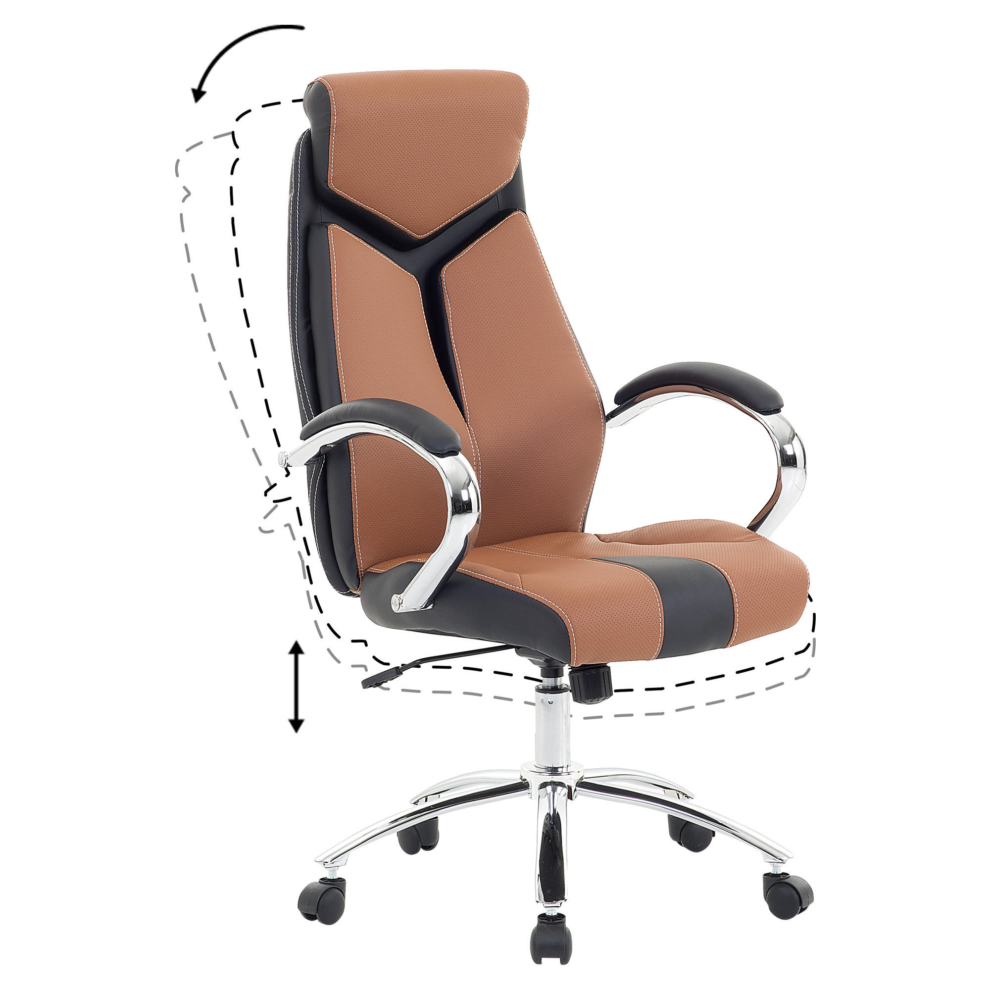 BÜROSTUHL Polyester Braun Formula - Braun, Kunststoff/Textil (63/115/72cm) - Beliani