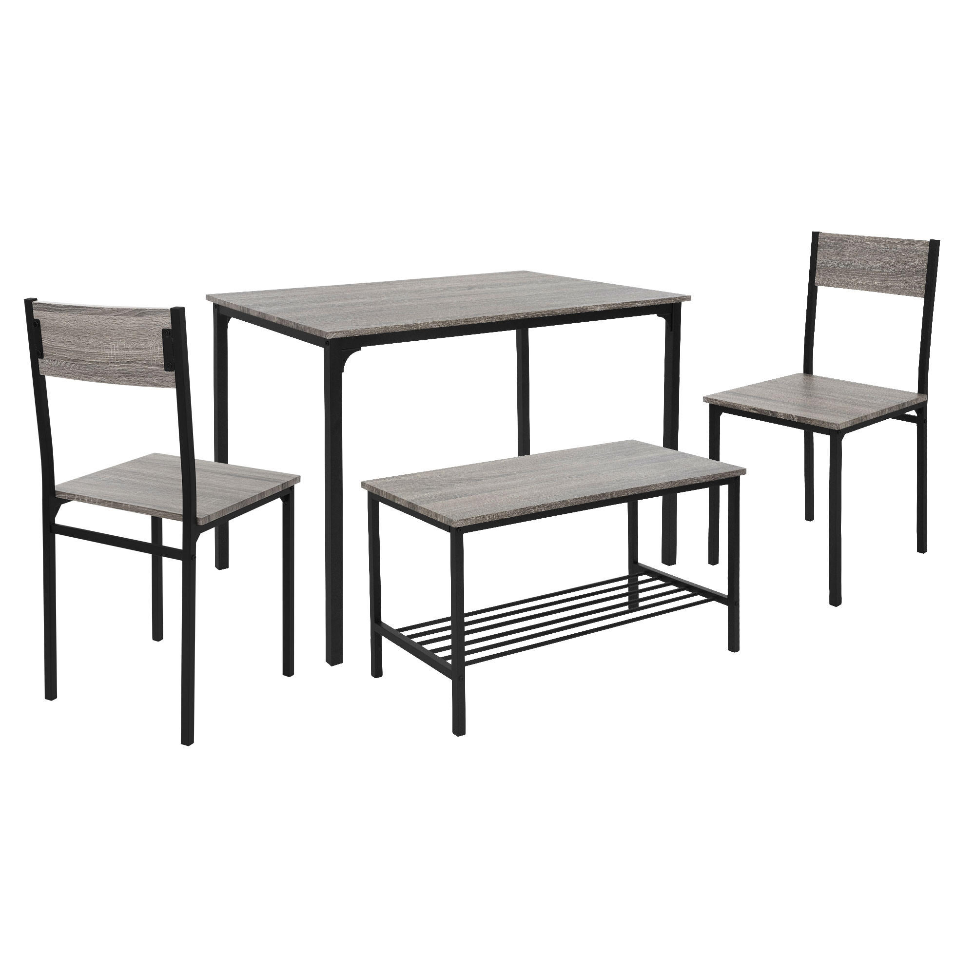 ESSTISCH Set 4-teilig - Grau, Holzwerkstoff (70/86.5/110cm) - ML-DESIGN