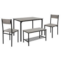 ESSTISCH Set 4-teilig - Grau, Holzwerkstoff (70/86.5/110cm) - ML-DESIGN