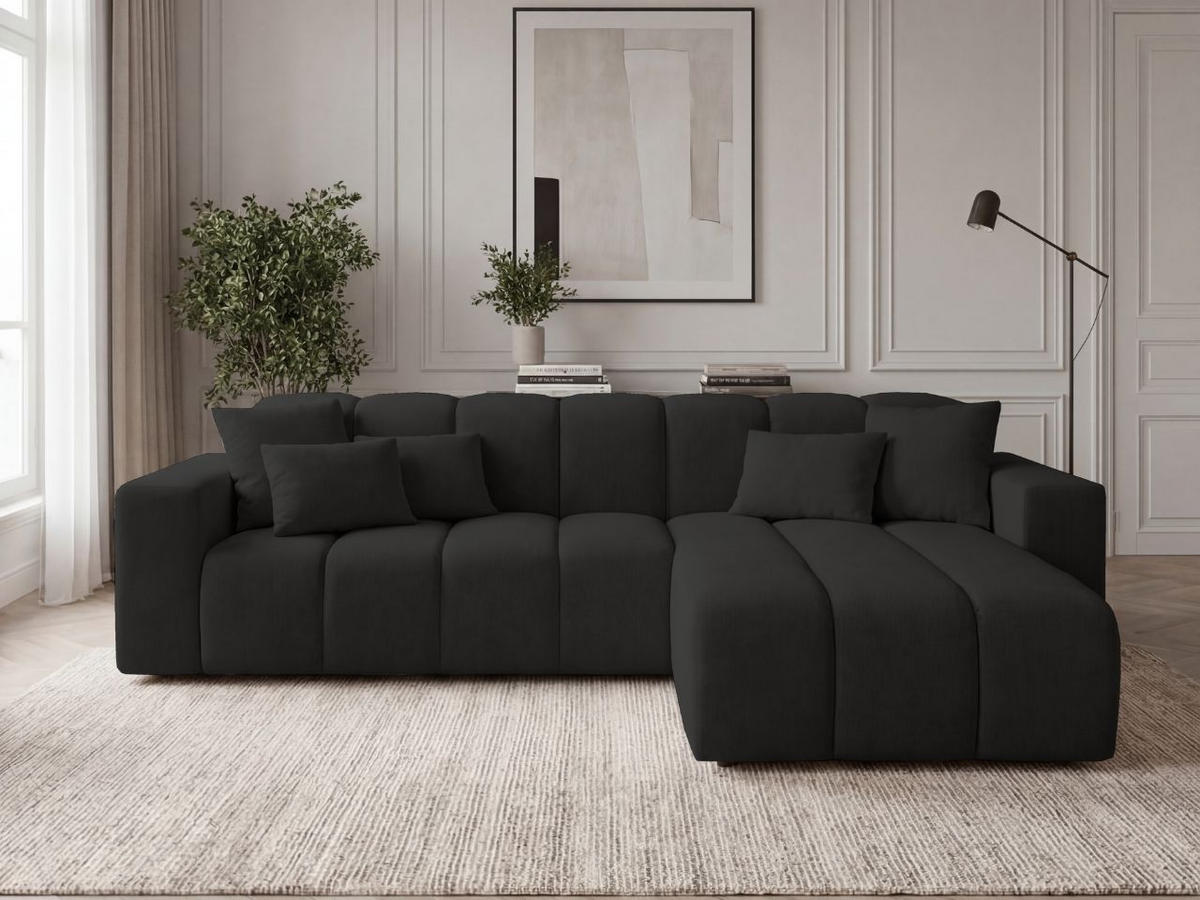 ECKSOFA Nork Schwarz Rechts - Schwarz, Holz/Textil (265/180cm) - Graingold