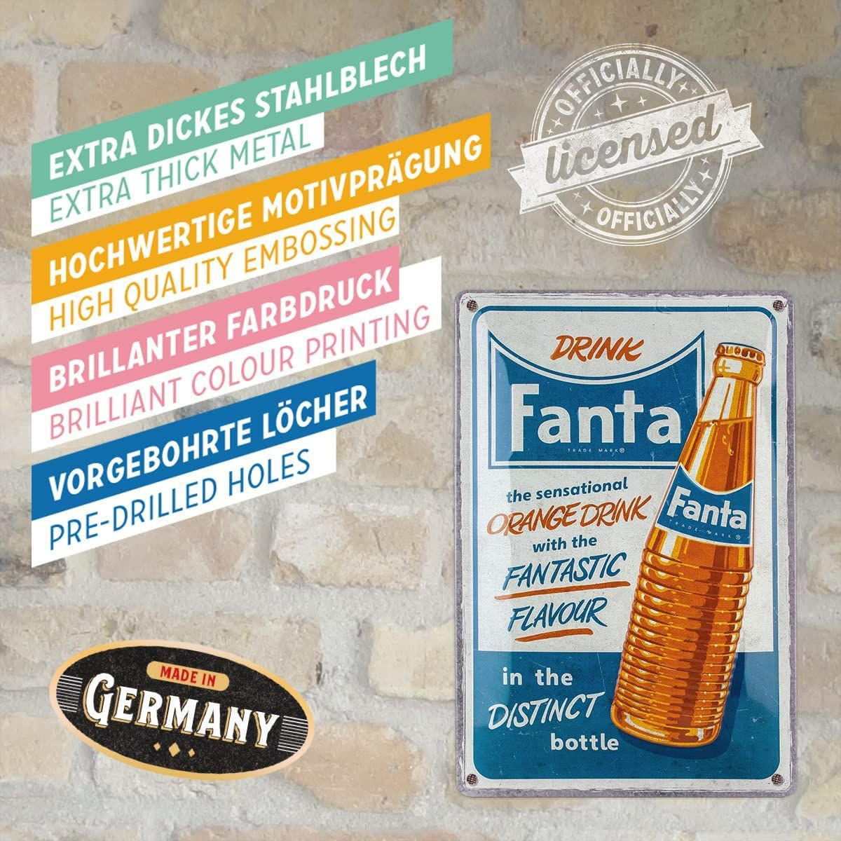 BLECHSCHILD 20/30 cm Fanta Sensational Orange Drink - Multicolor, Metall (20/30/0.2cm) - Nostalgic-Art