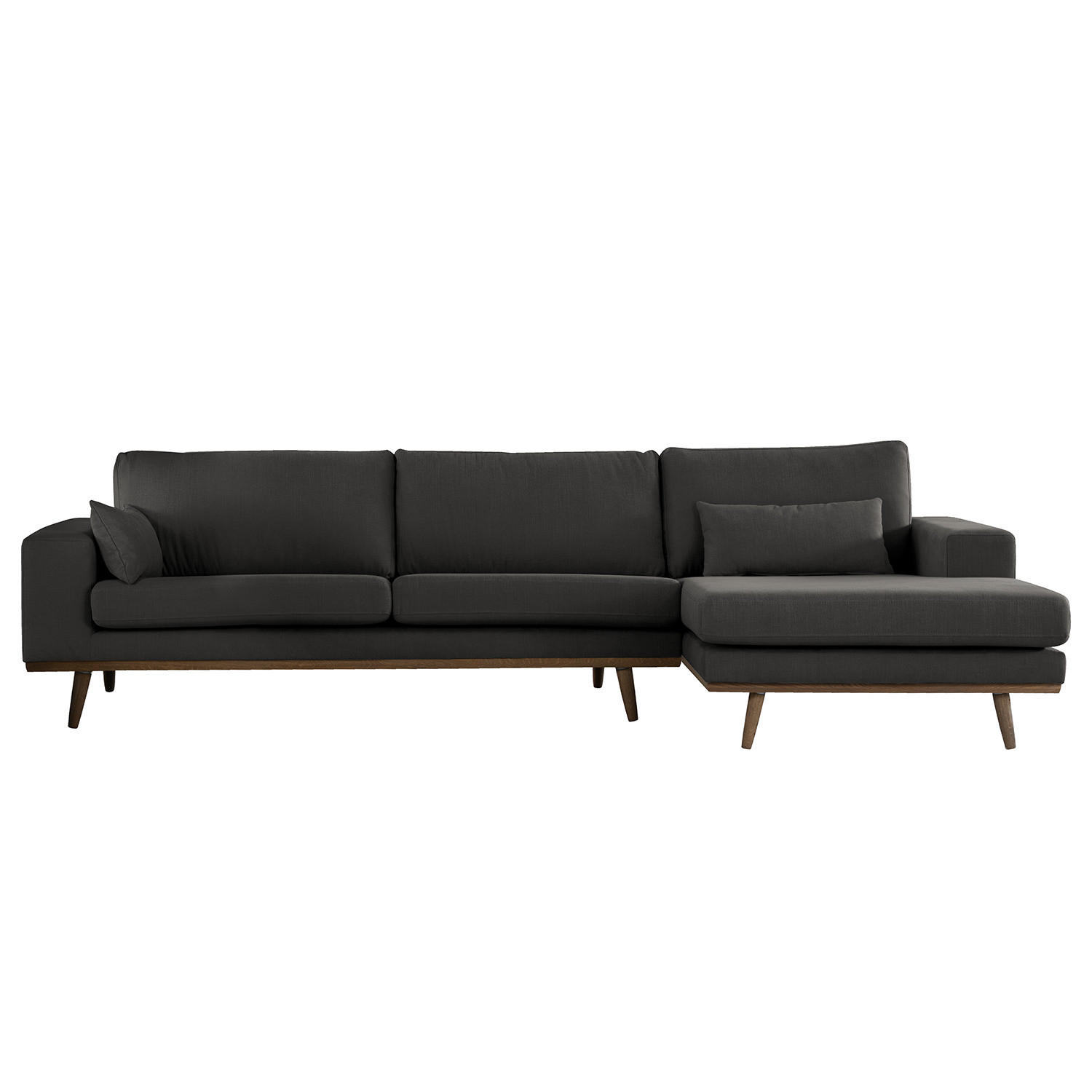 ECKSOFA mit Longchair - Eichefarben/Anthrazit, Naturmaterialien/Eichenholz (281/153cm) - home24