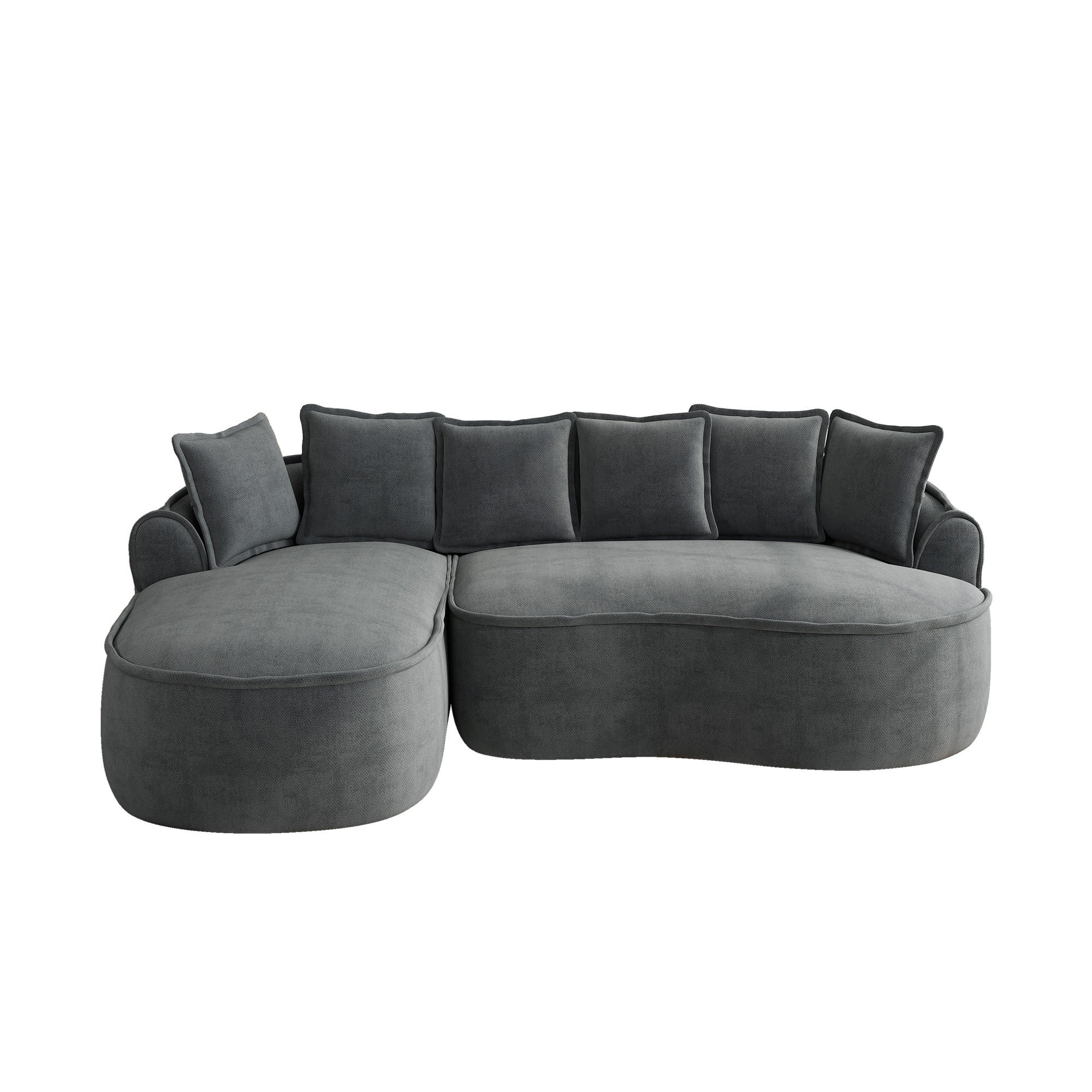 3-SITZER Sofa 252x164x67 cm aus Chenille-Stoff rahmenlos multifunktional, grau - Grau, Textil (164/67/252cm)