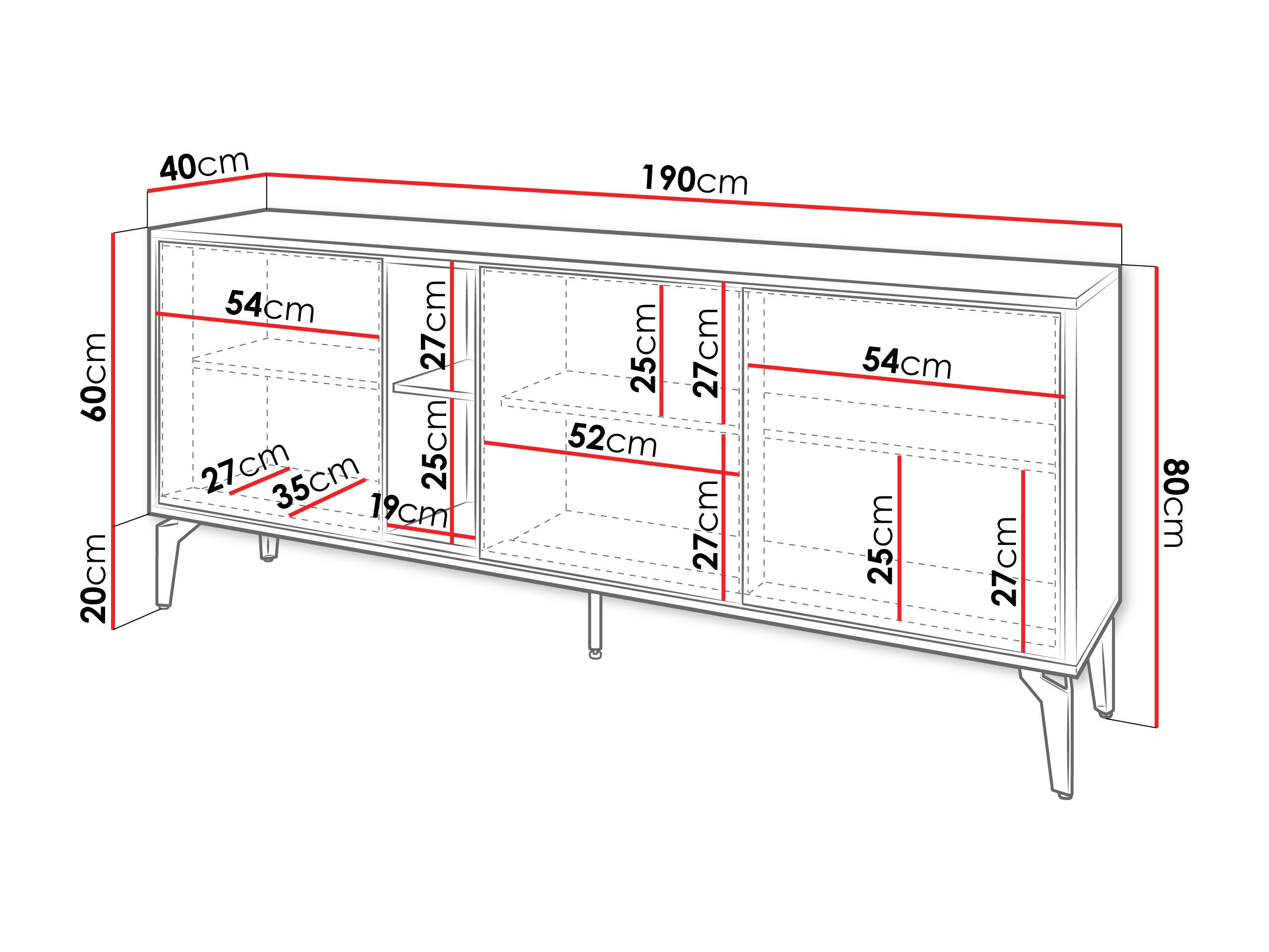 Thumbnail - Mirjan24 Sideboard, Braun, Schwarz, Holzwerkstoff, Holz Optik, Rechteckig,Rechteckig, 190x80x40 cm, Wohnzimmer, Kommoden...