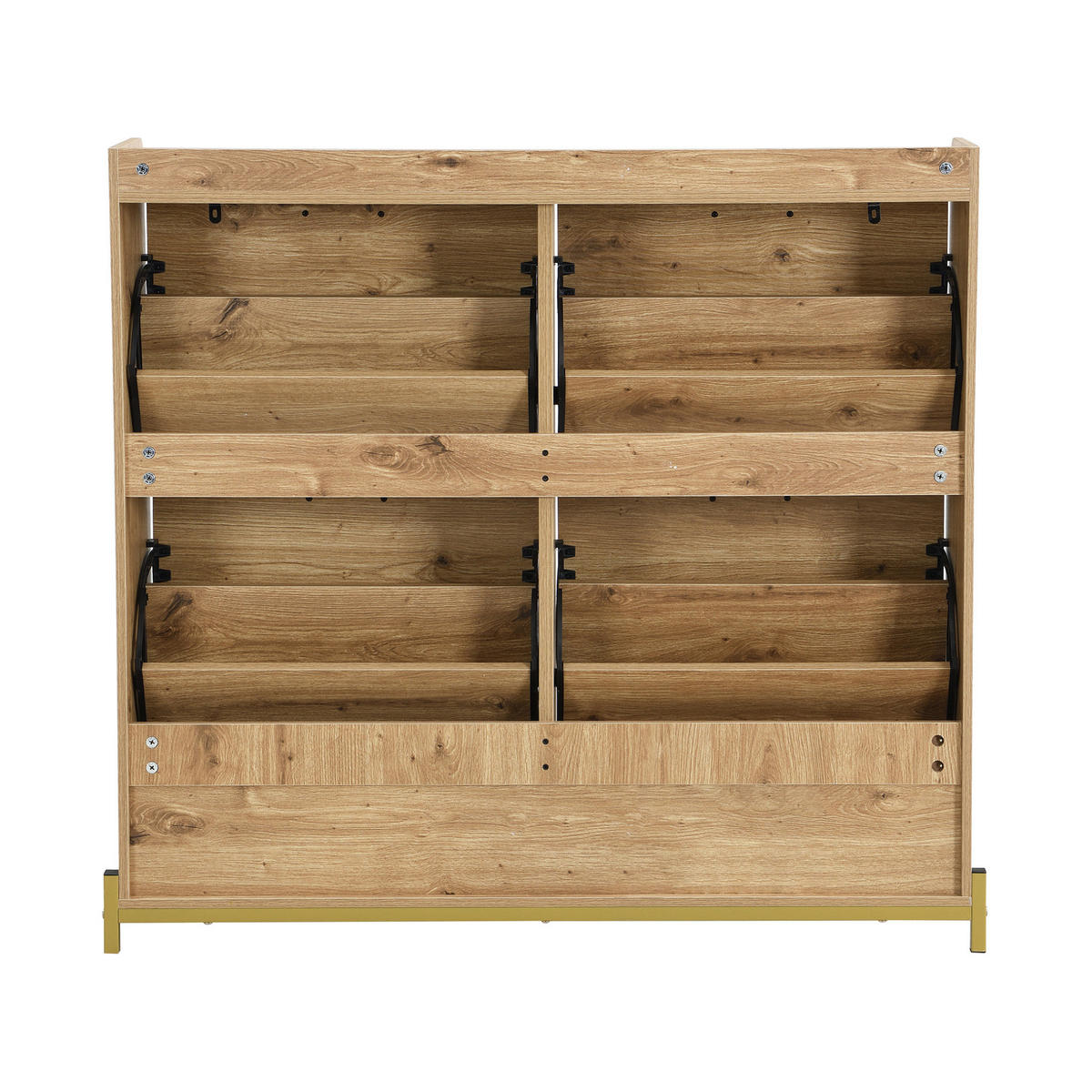 SCHUHSCHRANK mit 4 Klappen 108,5/24/100 cm in Holzoptik, platzsparend - Naturfarben, Holzwerkstoff (108.5/100/24cm) - BEAOK