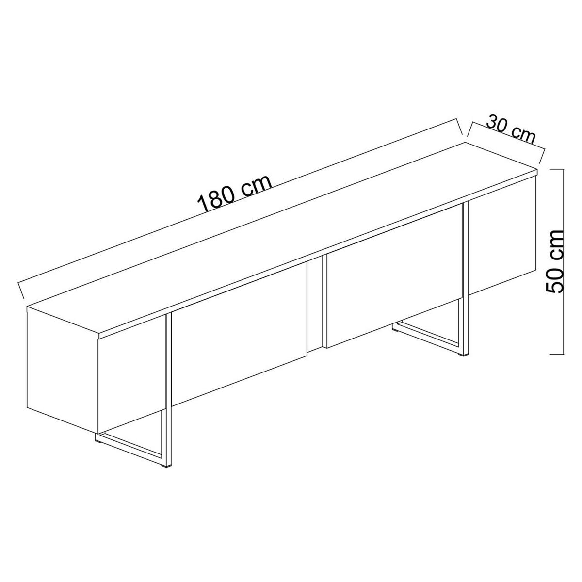 TV-MÖBEL mit 2 Klapptüren Luxe 180/30/50 cm - Weiß, Holzwerkstoff (180/50/30cm) - Calicosy