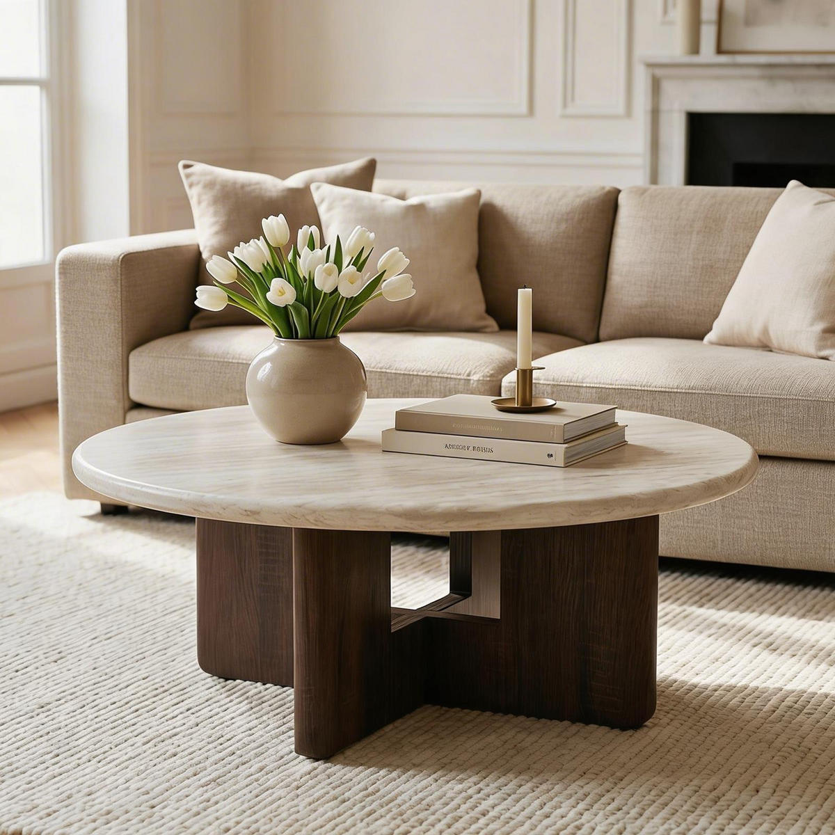 COUCHTISCH STOL beige - Beige, Holzwerkstoff/Metall (80/80/32cm) - IDIMEX