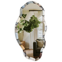 SPIEGEL 90x45 cm asymmetrisch mit Druck - Steinmuster - Transparent, Glas (45/90/0.4cm) - TULUP