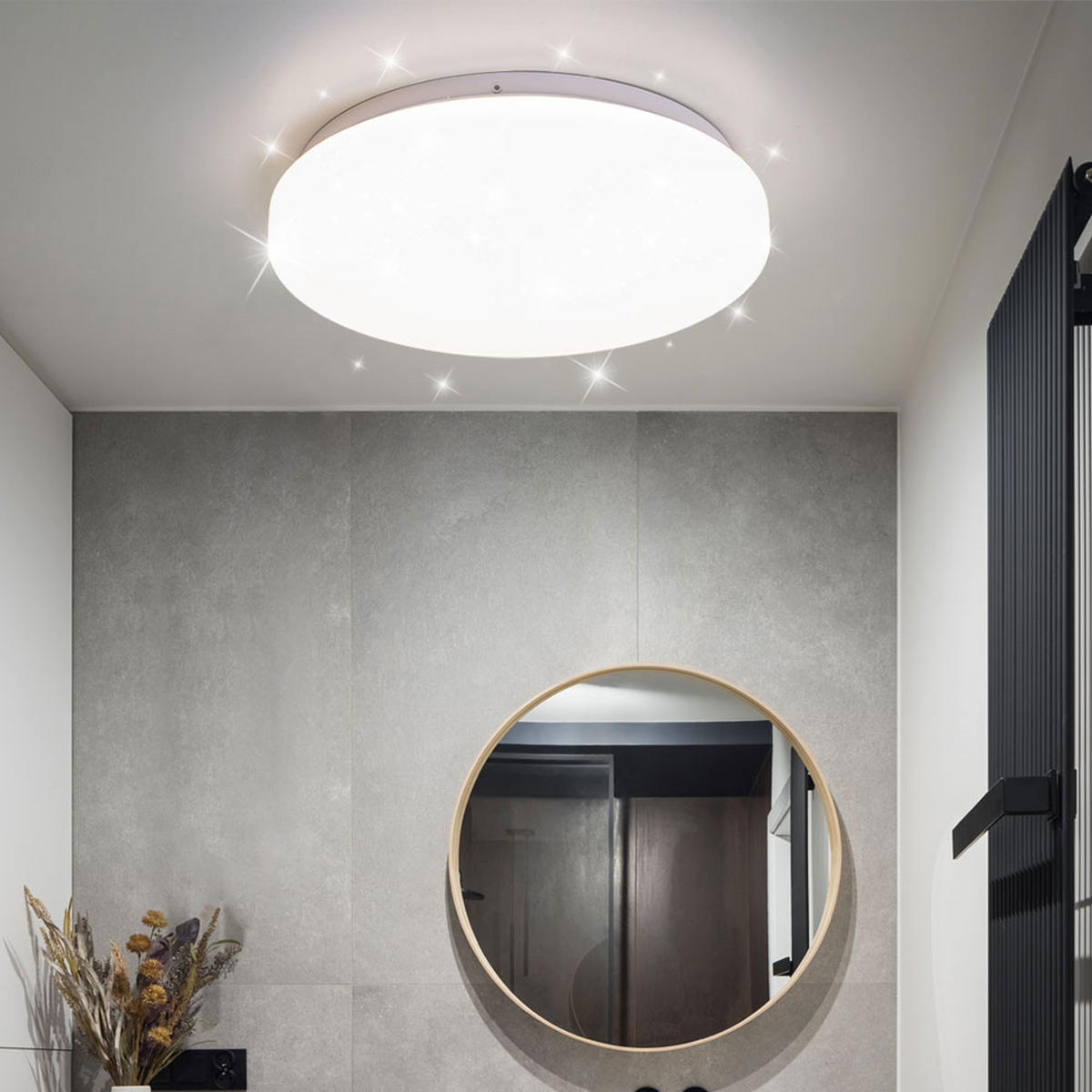 LED DECKENLEUCHTE Weiß mit Sterneneffekt - Weiß, Metall (25.5/5.5/5.5cm)