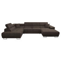 WOHNLANDSCHAFT Torezio Bis, Seite: Links - Dunkelbraun, Holz/Textil (346/90/203cm) - MIRJAN24