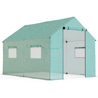 FOLIENGEWÄCHSHAUS, 2 x 3 x 2 m Gewächshaus, Treibhaus mit Rollfenster, Rolltür - Grün, Metall (300/200/200cm) - Outsunny