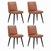 ESSZIMMERSTÜHLE 4er-Set mit PU-Bezug Metallbeine Braun - Braun, Metall (57/84/49.1cm) - Meubliv