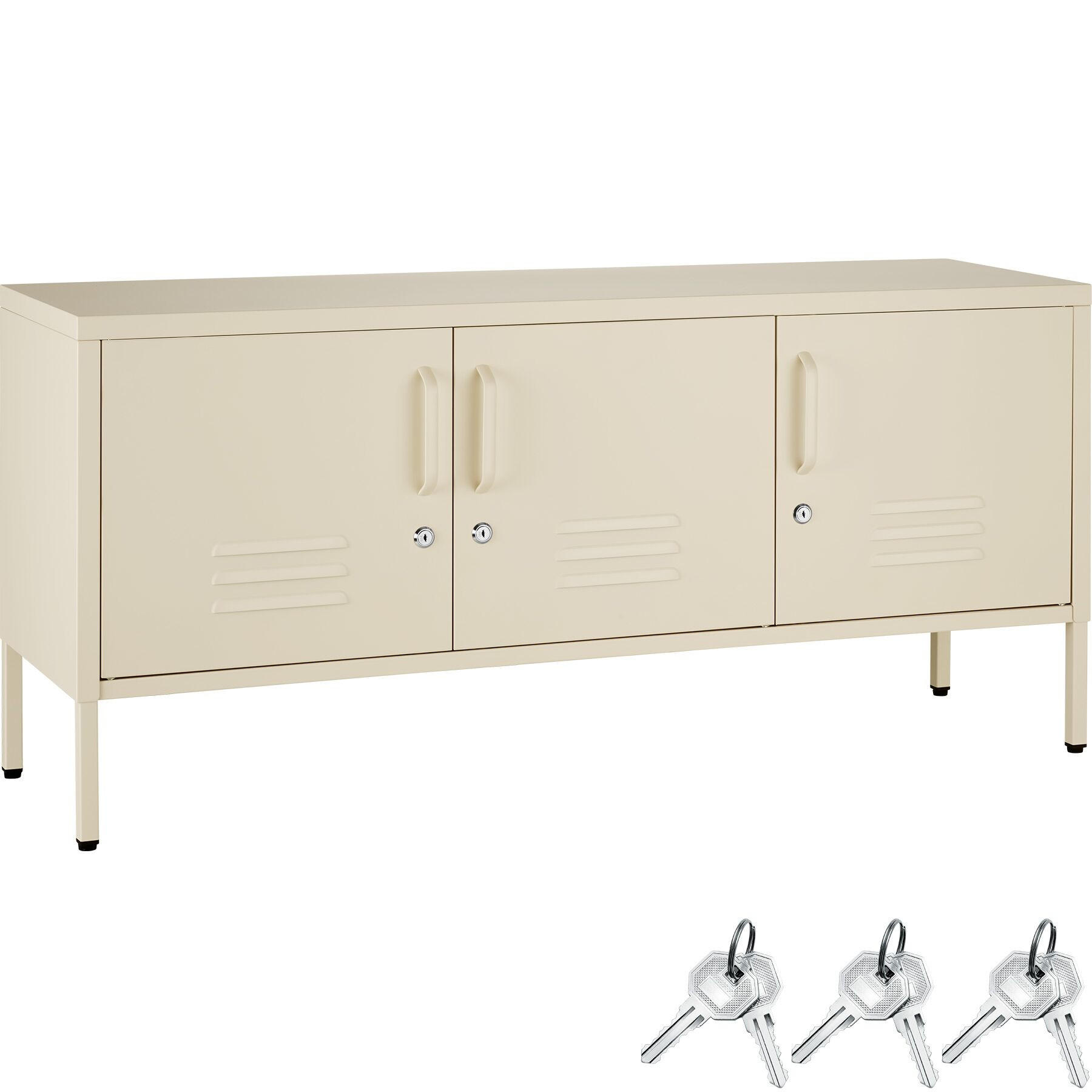 SIDEBOARD Baker, Kippschutz, höhenverstellbare Füße, creme - Creme, Metall (120/55.5/37.5cm) - tectake