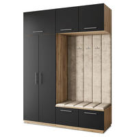 GARDEROBENSCHRANK REMA 180/240/60 cm Modern Eiche Wotan - Eiche Wotan/Schwarz, Holzwerkstoff (180/240/60cm) - MASSENO