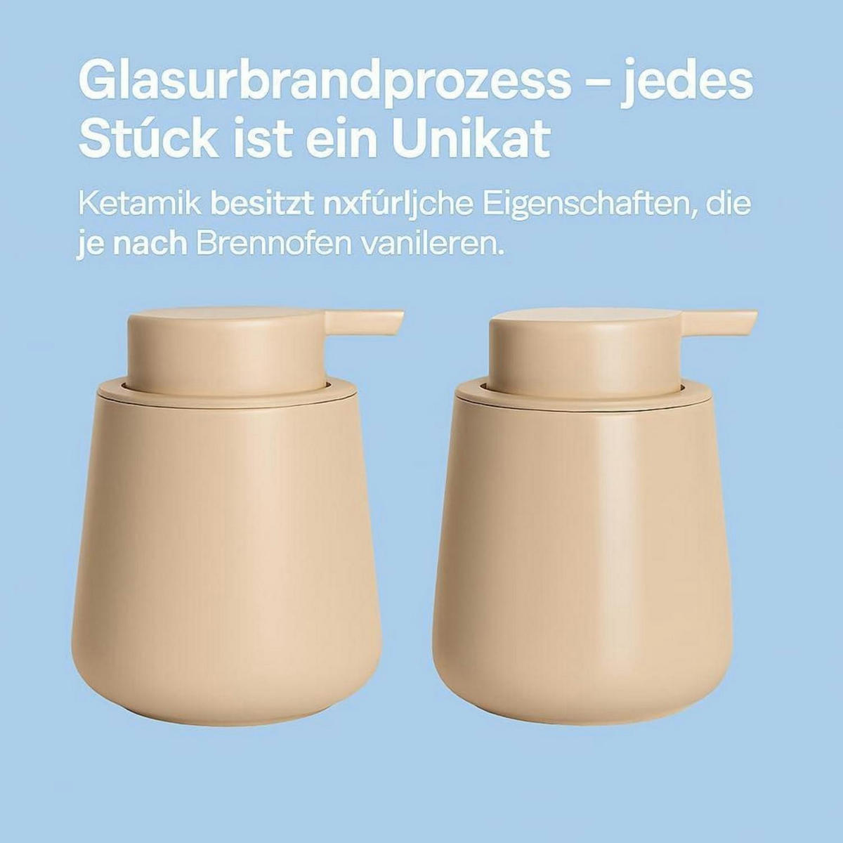 SEIFENSPENDER Keramik Khaki 350ml - Olivgrün, Keramik (9/12/9cm)