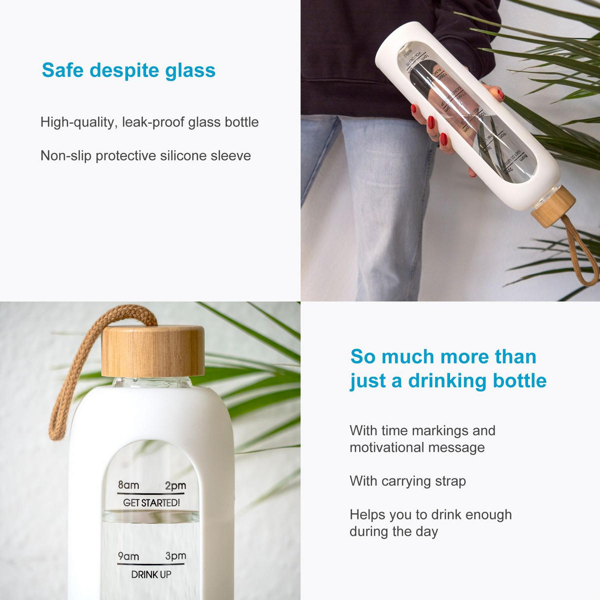 TRINKFLASCHE 900ml - Weiß, Glas (0.9L) - Intirilife