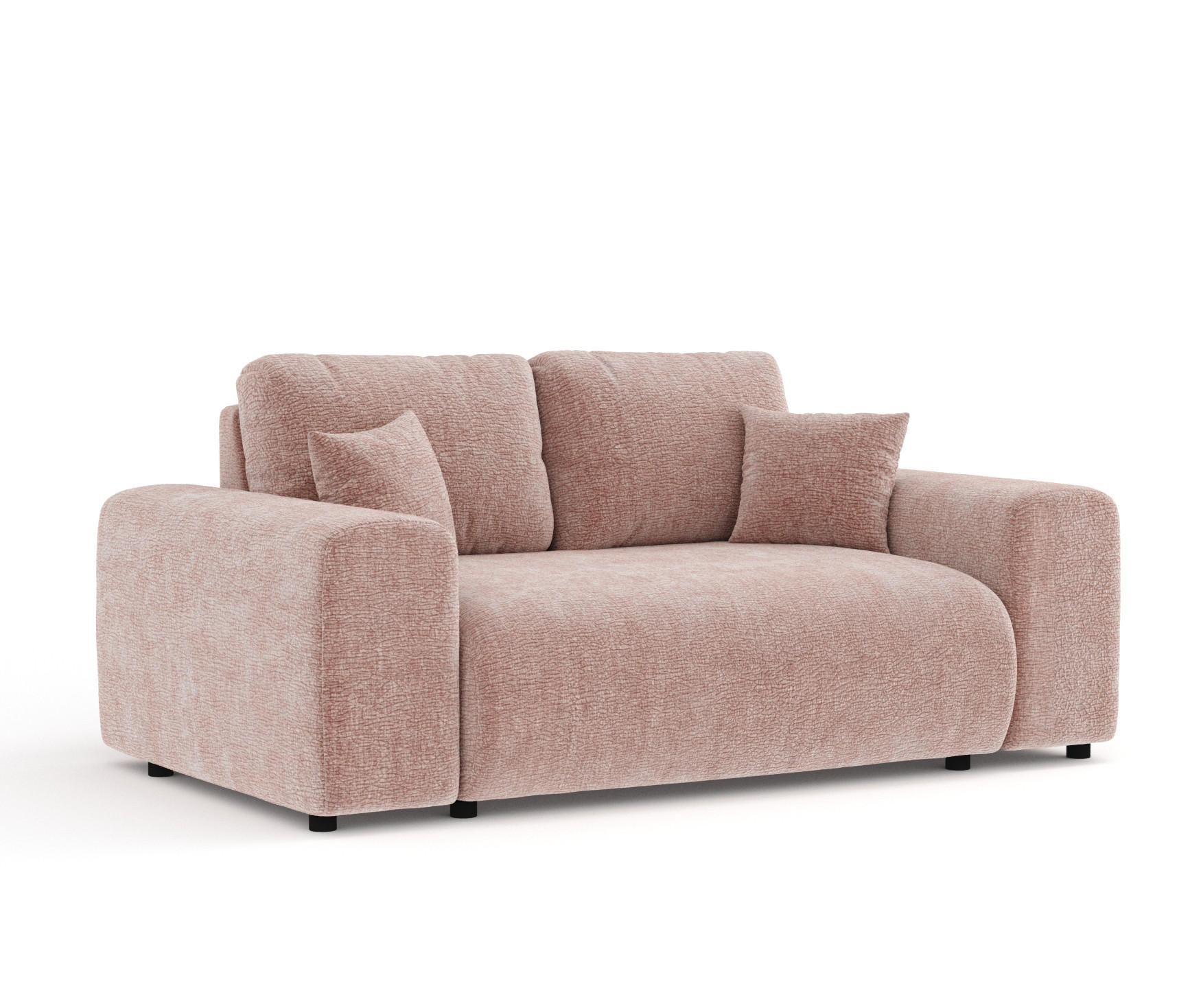 2-SITZER-SOFA Zanzibar Rosa Chenille - Schwarz/Rosa, Holz/Holzwerkstoff (178/79/108cm) - Maison de Reve