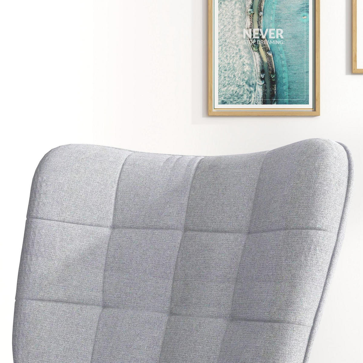 SCHAUKELSTUHL 64/89/90 cm in Hellgrau mit Hocker und hoher Rückenlehne - Hellgrau, Textil (89/90/64cm) - Flora Grace