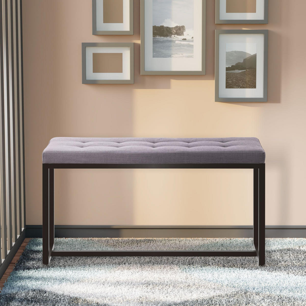SITZBANK 100/40 cm Stoff dunkelgrau - Dunkelgrau/Schwarz, Textil/Metall (100/48/40cm) - CLP