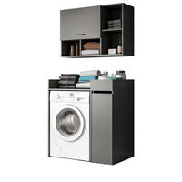 WASCHMASCHINENSCHRANK grau Set 3-teilig 95 x 195 cm, Waschmaschinenumbau mit Stauraum - Schwarz/Grau, Holzwerkstoff/Kunststoff (95/195/60cm) - Inn.Furn