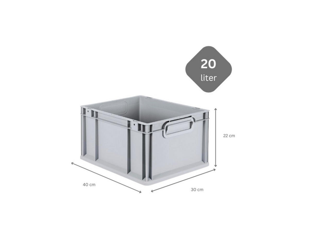 EUROBOX Nextgen Economy Griffe Geschlossen 22x30x40cm 20 Liter - Grau, Kunststoff (30/22/40cm) - PROREGAL