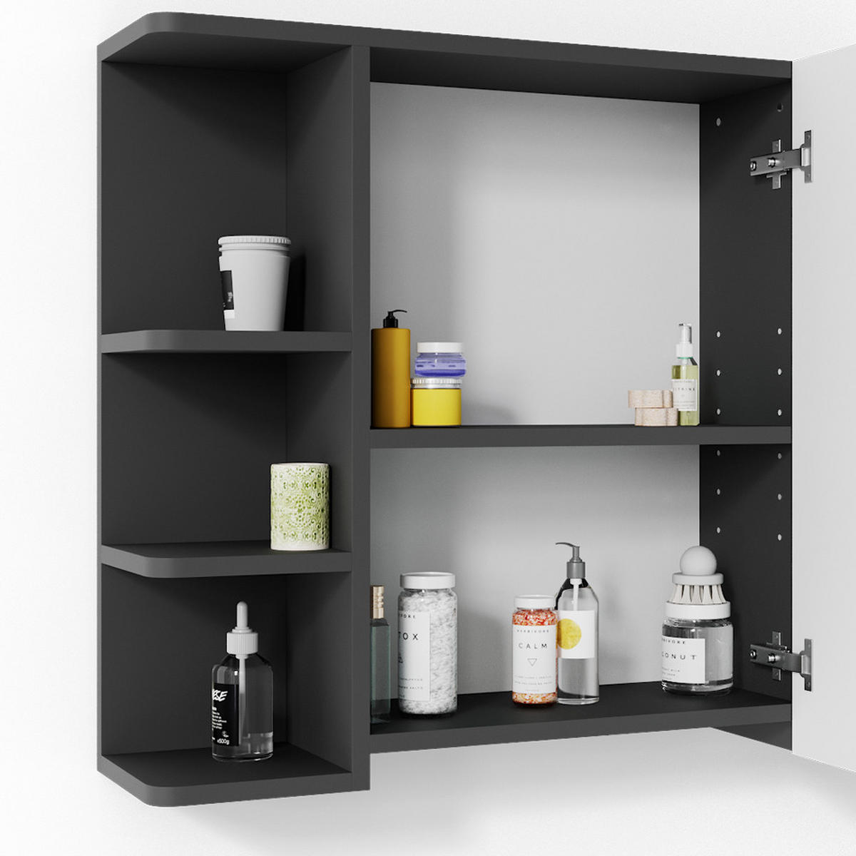 BADSPIEGELSCHRANK Fynn Anthrazit 79.6 x 64 cm - Anthrazit, Holzwerkstoff (79.6/64/21.2cm) - Vicco