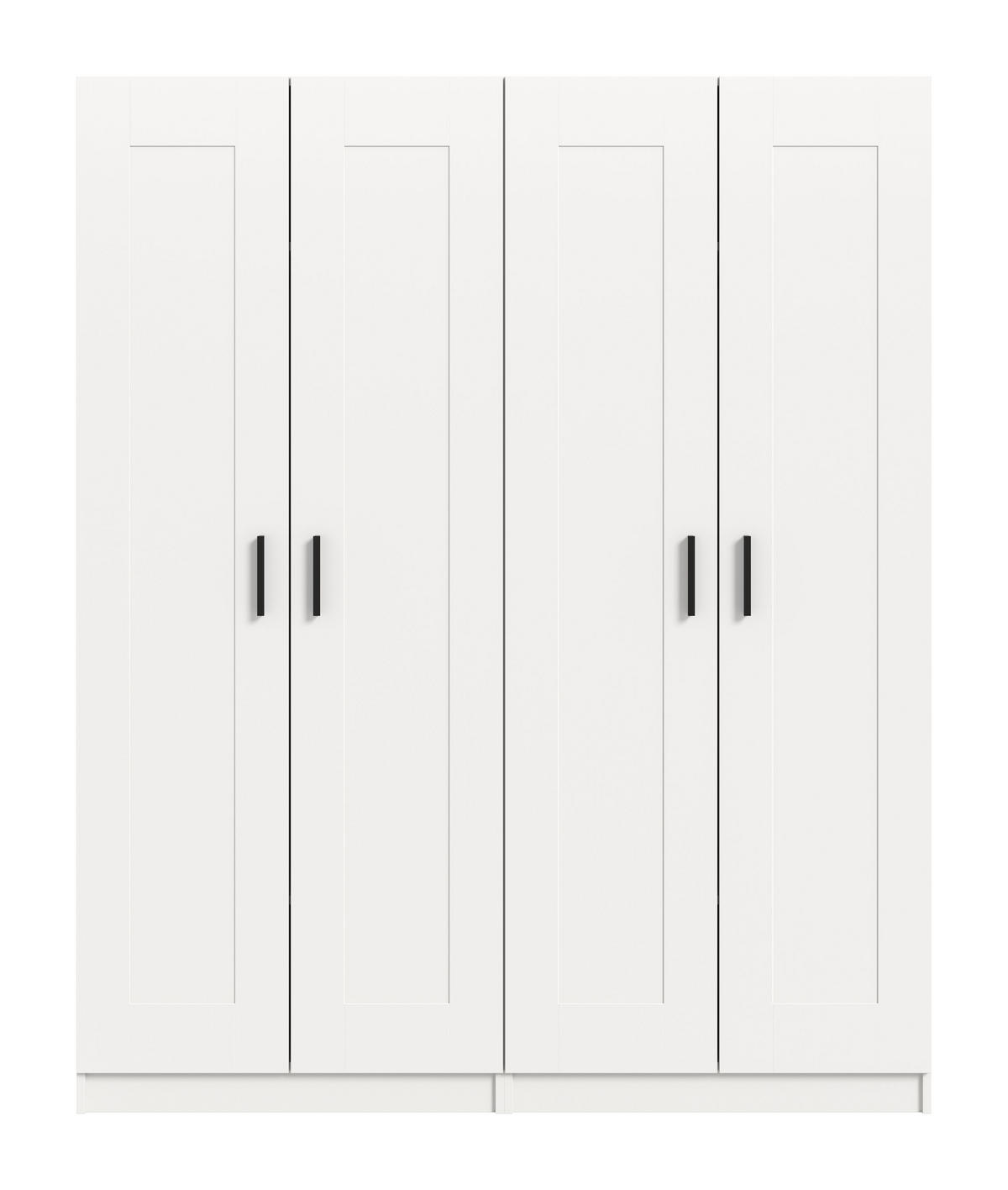 KLEIDERSCHRANKKOMBINATION VISBY (B/H/T: ca. 160/194/56 cm) in weiß/weiß - Weiß, Holzwerkstoff (160/194/56cm)