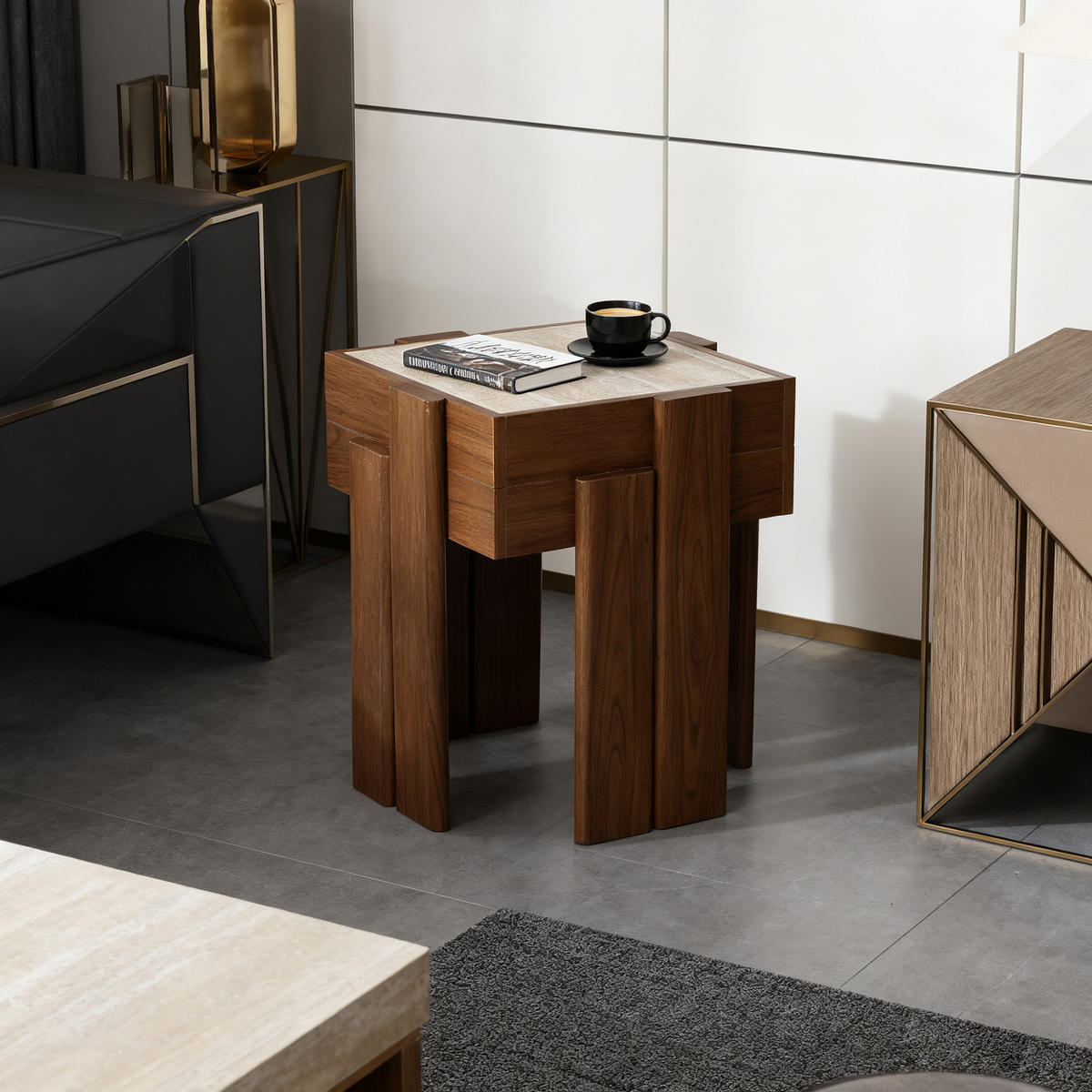 BEISTELLTISCH Modern & zerlegbar, Braun, MDF | B45 x T45 x H50 cm - Braun, Holz (40/50/40cm) - Hometopia