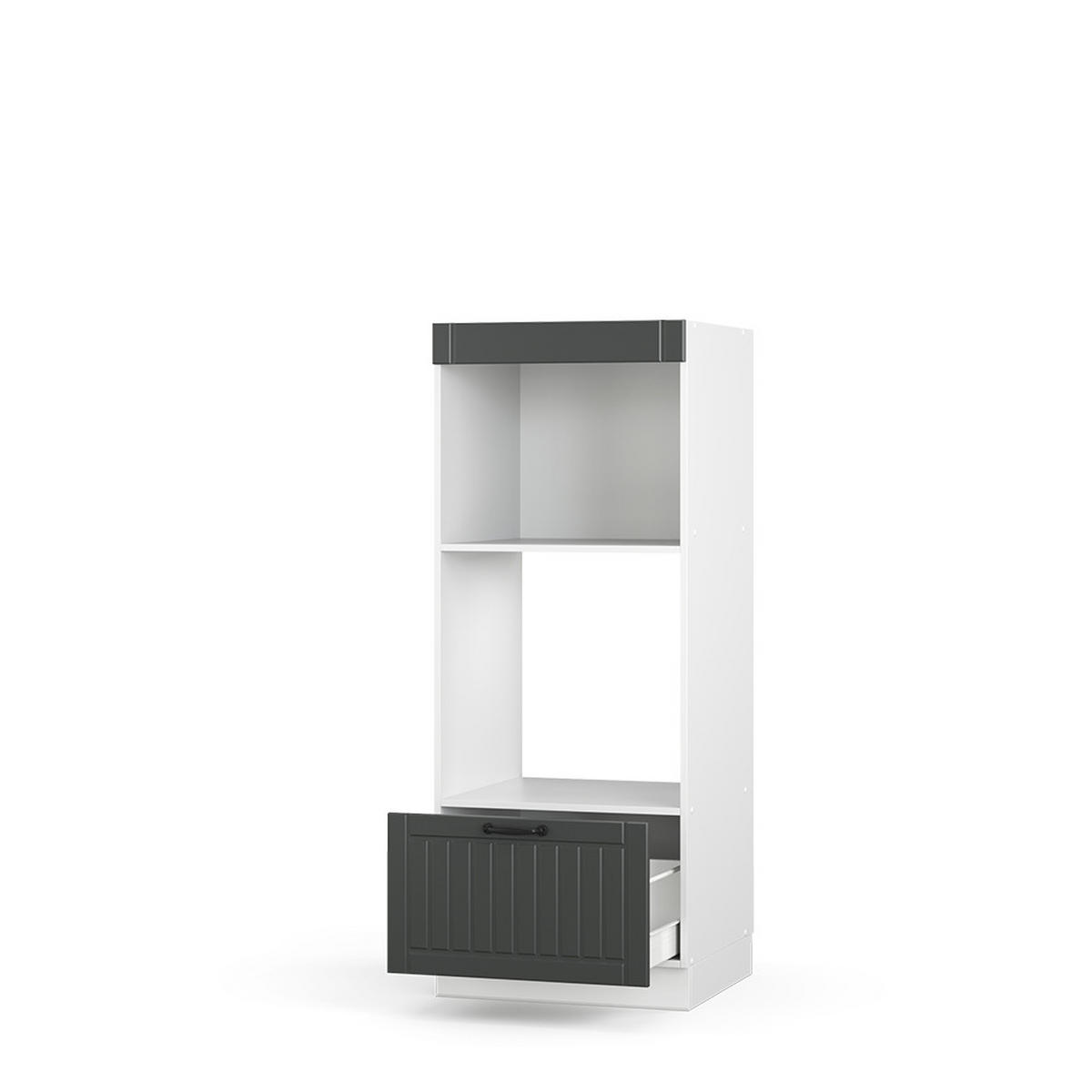 MIKROWELLENSCHRANK Fame-Line Anthrazit Landhaus 60 cm offen - Anthrazit/Weiß, Holzwerkstoff (60/153.6/58.1cm) - Vicco