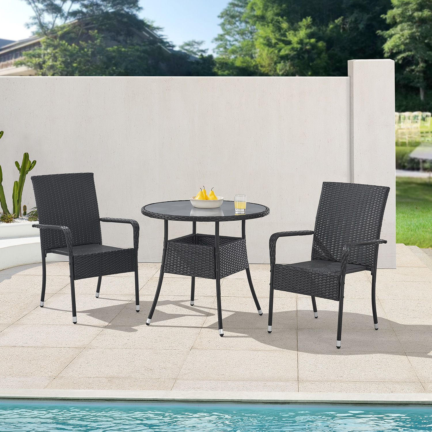GARTENTISCH Yoro schwarz 80 cm - Schwarz, Kunststoff (80/80/73cm) - Juskys