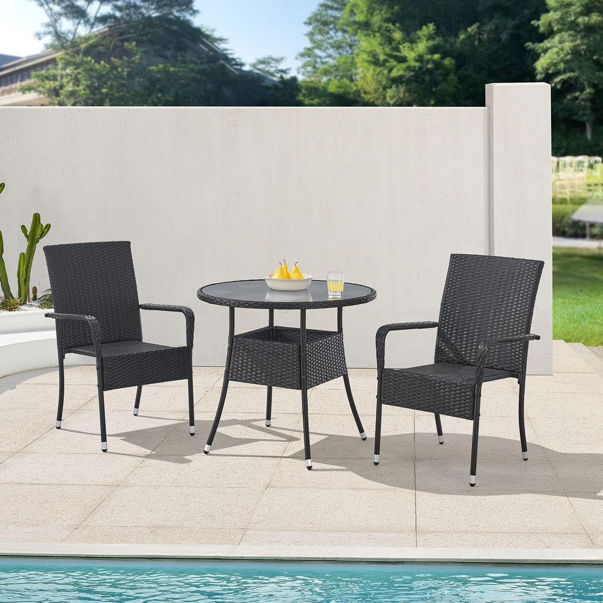 GARTENTISCH Yoro schwarz 80 cm - Schwarz, Kunststoff (80/80/73cm) - Juskys
