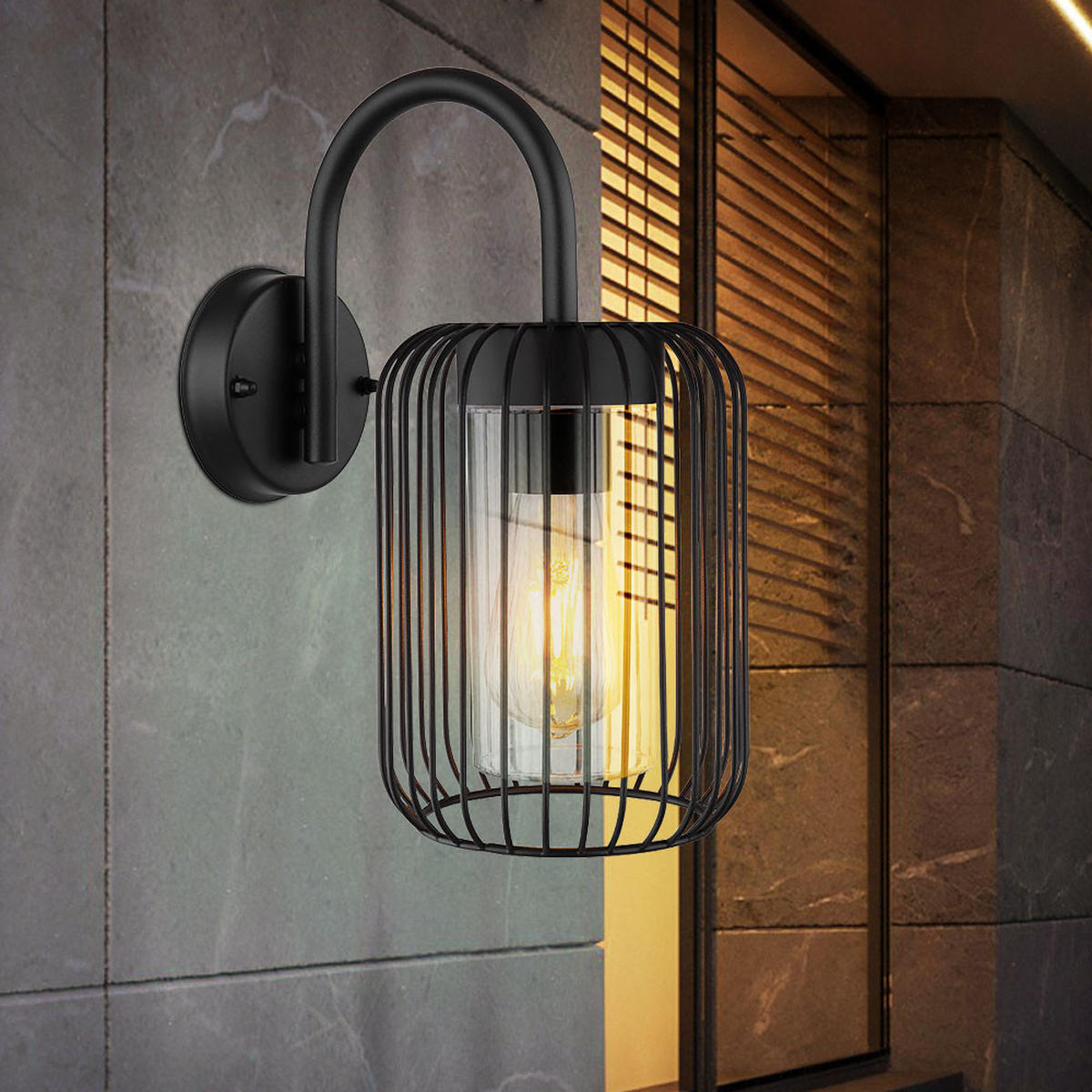 LED AUSSEN-WANDLEUCHTE Edelstahl Schwarz - Schwarz, Metall (16/32.5/16cm) - Globo Lighting