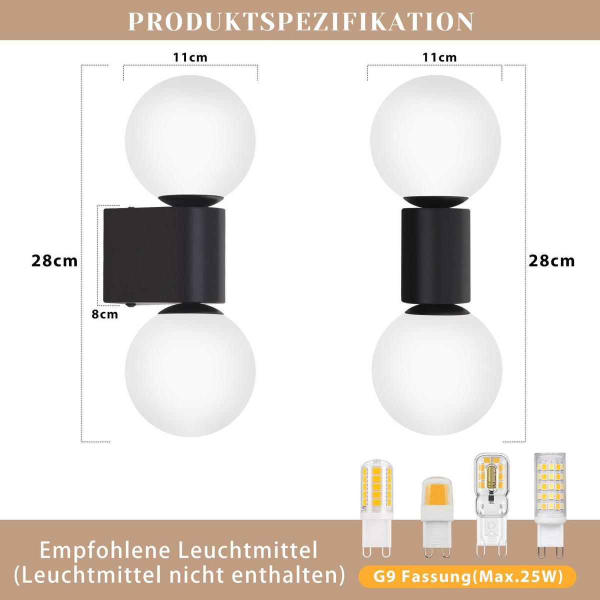 WANDLEUCHTE Natarajan - Schwarz, Metall (28/11.5/10.5cm) - Nettlife