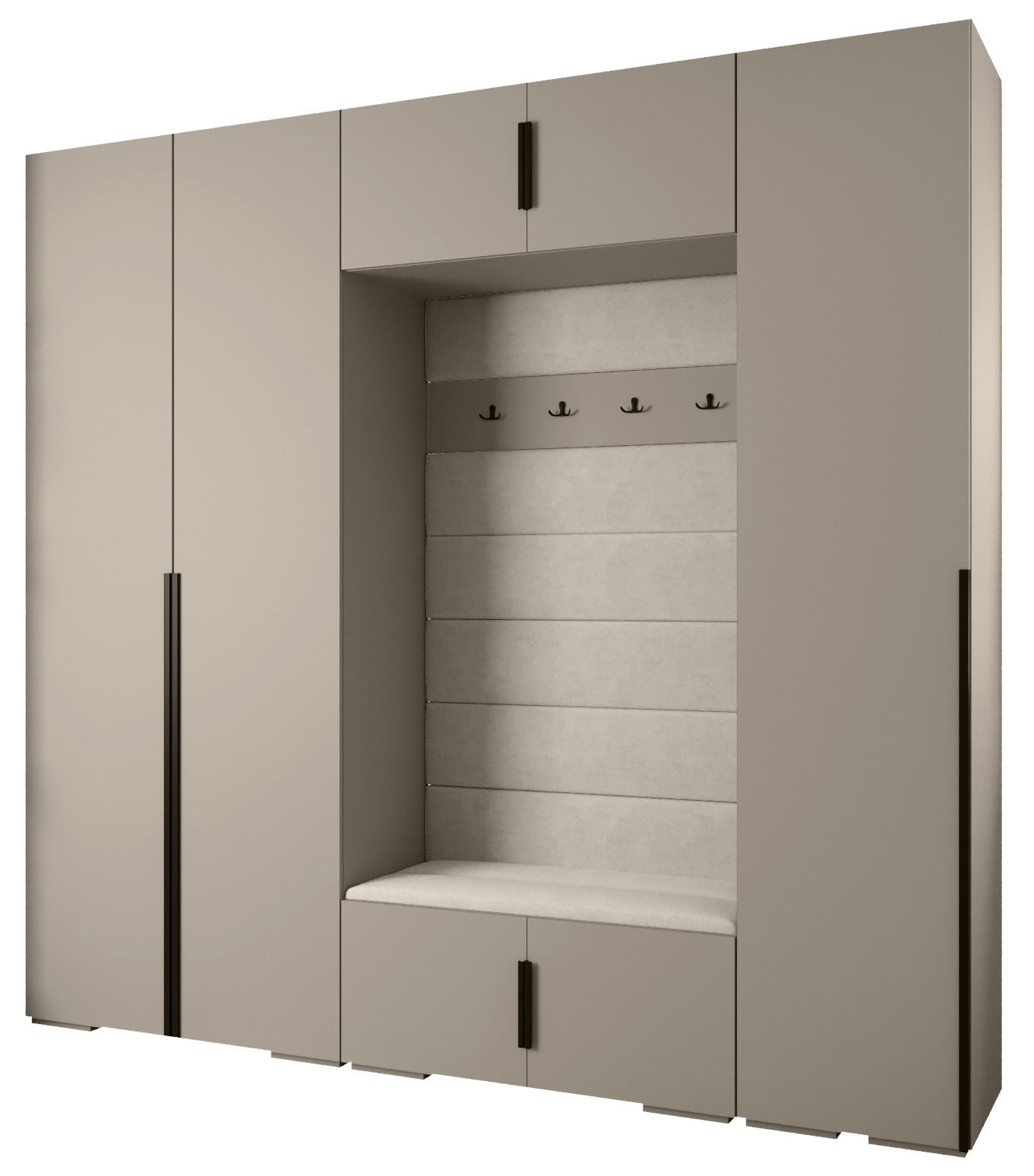 Abiks Möbel Garderoben-Set Kaschmir, Beige, Schwarz 250x236.7x47 cm