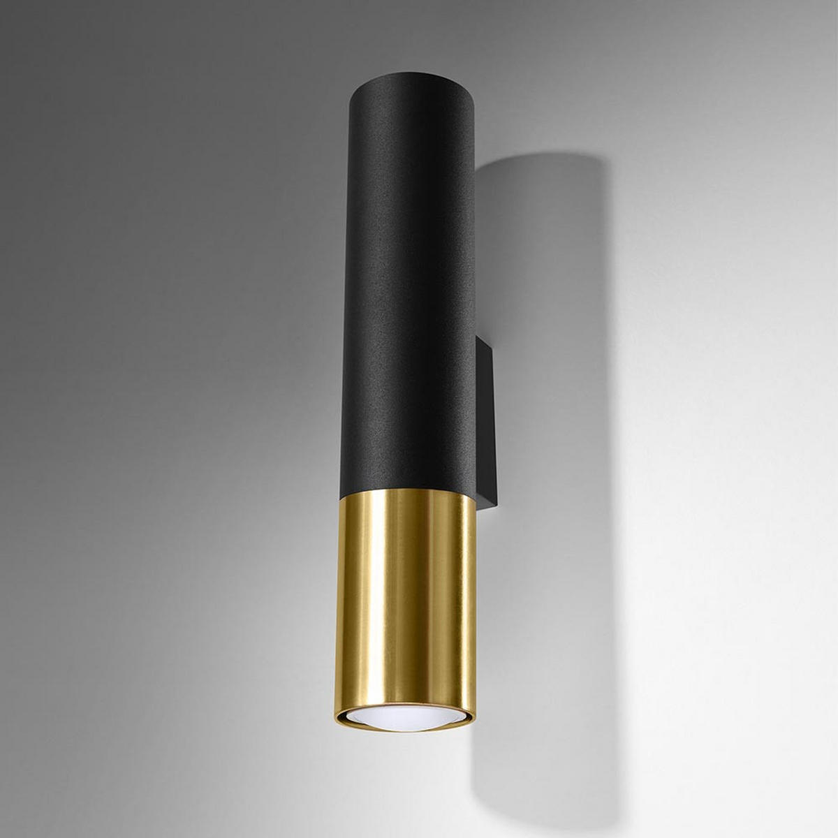 WANDLEUCHTE Stahl Schwarz Gold 2-flammig - Schwarz, Metall (8/29/6cm)