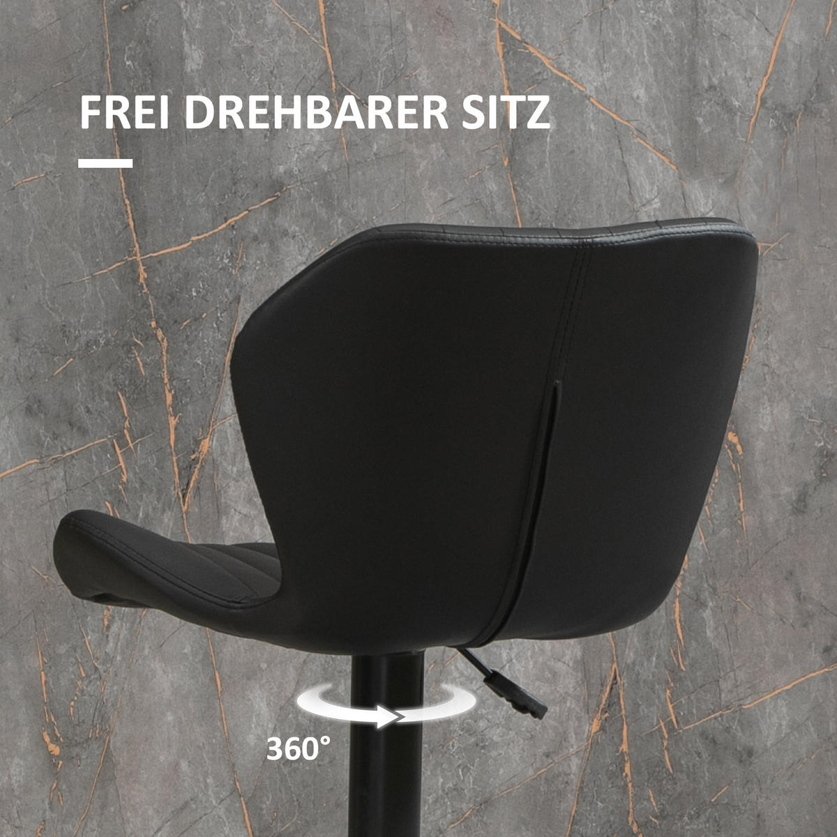 BARHOCKER Kunstleder Schaumstoff Schwarz - Schwarz, Kunststoff (55.5/110/48.5cm) - HOMCOM