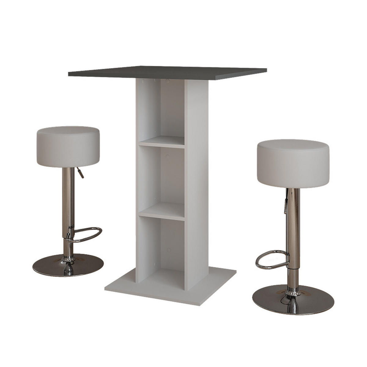 STOJACÍ BAROVÝ STŮL SE ŽIDLEMI Repose Bílá/antracitová - bílá/antracitová, kompozitní dřevo (75/75/106cm) - Vicco