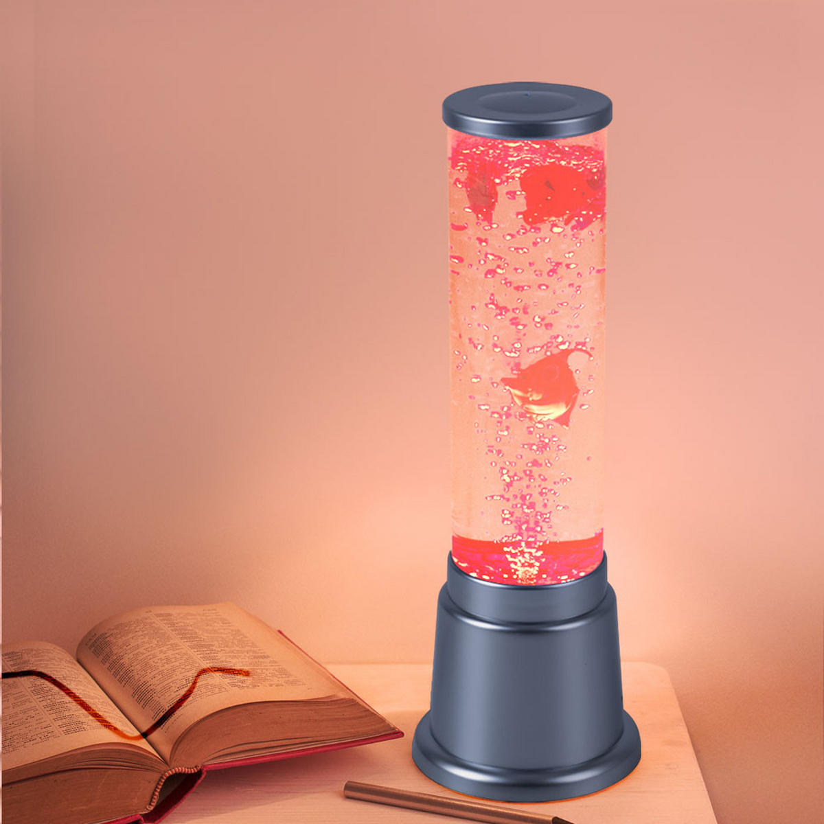 LED DEKOLEUCHTE Wassersäule Silber mit Farbwechsel - Silberfarben, Kunststoff (12.5/12.5/36cm)