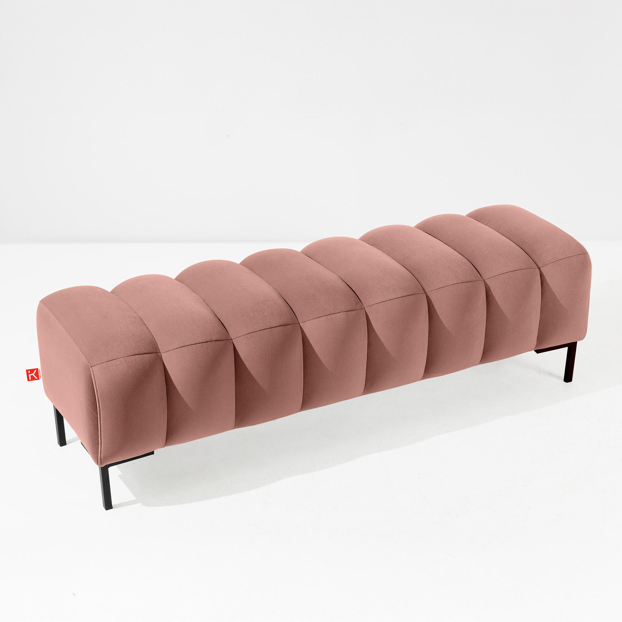 POLSTERBANK Bettbank PECCO, Metallbeinen - Schwarz/Rosa, Holz/Textil (160/50/50cm) - KONSIMO®