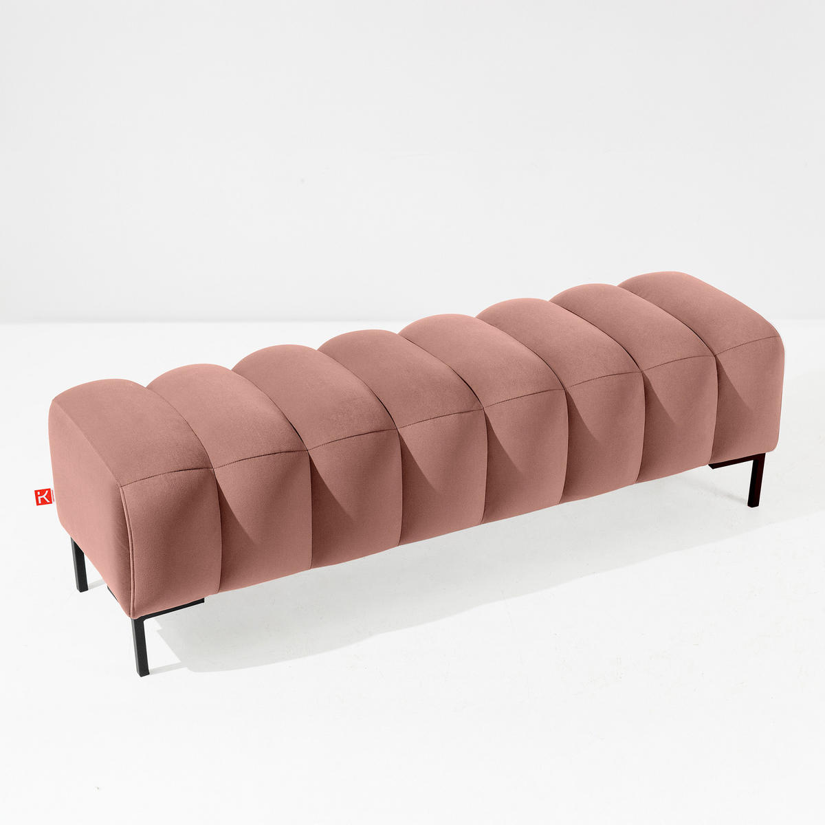 POLSTERBANK Bettbank PECCO, Metallbeinen - Schwarz/Rosa, Holz/Textil (160/50/50cm) - KONSIMO®
