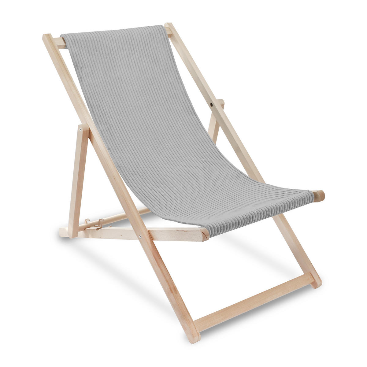 HOLZLIEGESTUHL klappbar Buchenholz Cord-Gewebe Cool Gray M - Hellgrau, Holz/Textil (54/85/92cm) - Dreamroots