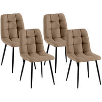 STUHL 4er Set Stoff Taupe - Taupe/Schwarz, Textil/Metall (45/84/55cm) - CLP