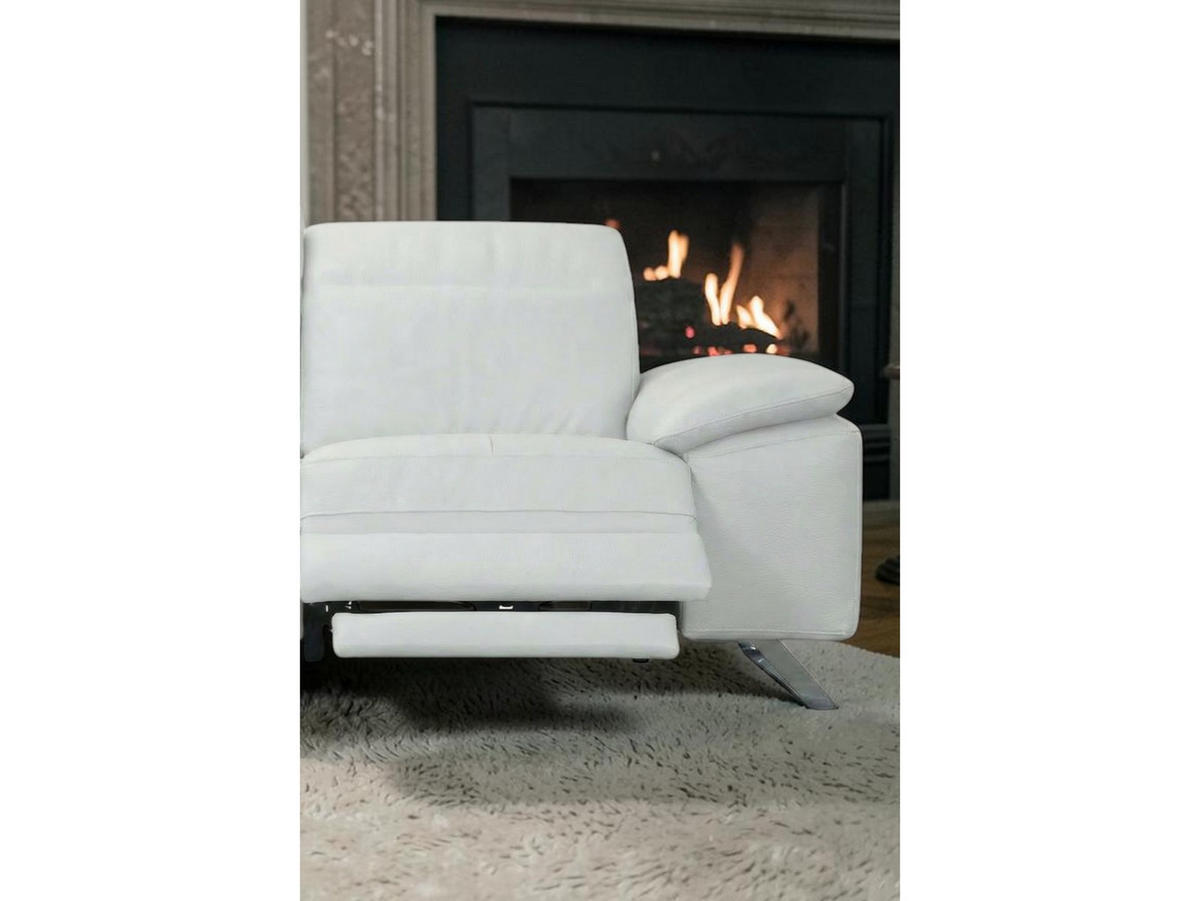 3-SITZER Sofa Genius Echtleder mit 1 x Relaxfunktion Weiß - Weiß, Leder/Metall (220/80/104cm)