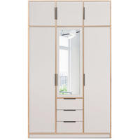 DREHTÜRENSCHRANK Livo mit 3 Türen und 3 Schubladen, mit Schrankaufsatz, kaschmir+eiche Wotan, 150 cm - Kaschmir/Eiche Wotan, Holzwerkstoff (150/245/57cm) - Beautysofa