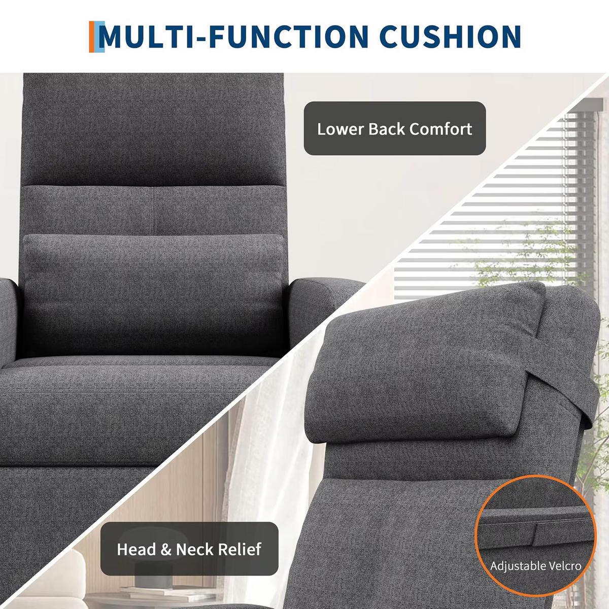 RELAXSESSEL elektrisch Massage Wärme USB Rückenlehne - Grau, Textil (67/108/74cm) - Kaket