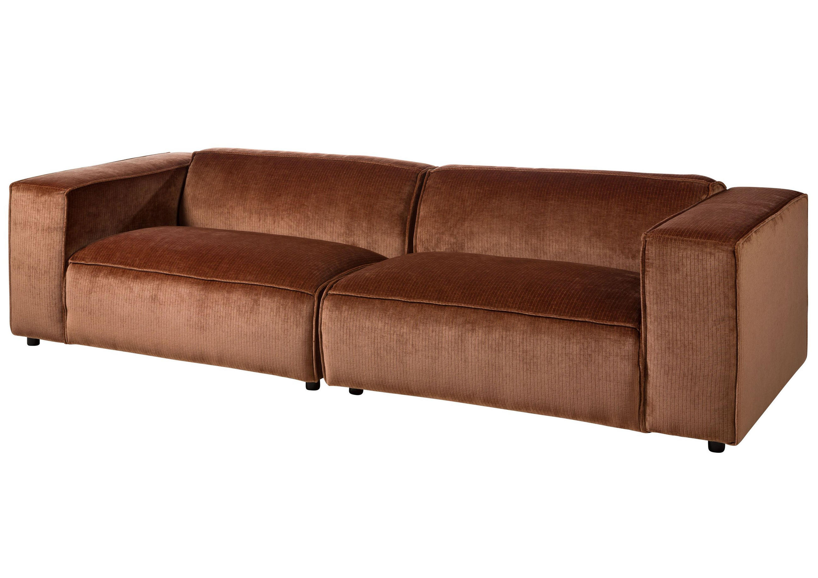 SOFA 3-Sitzer 286x103x69 Cord kupfer VALENCIA - Rot, Holzwerkstoff (286/69/103cm) - Massivmoebel24