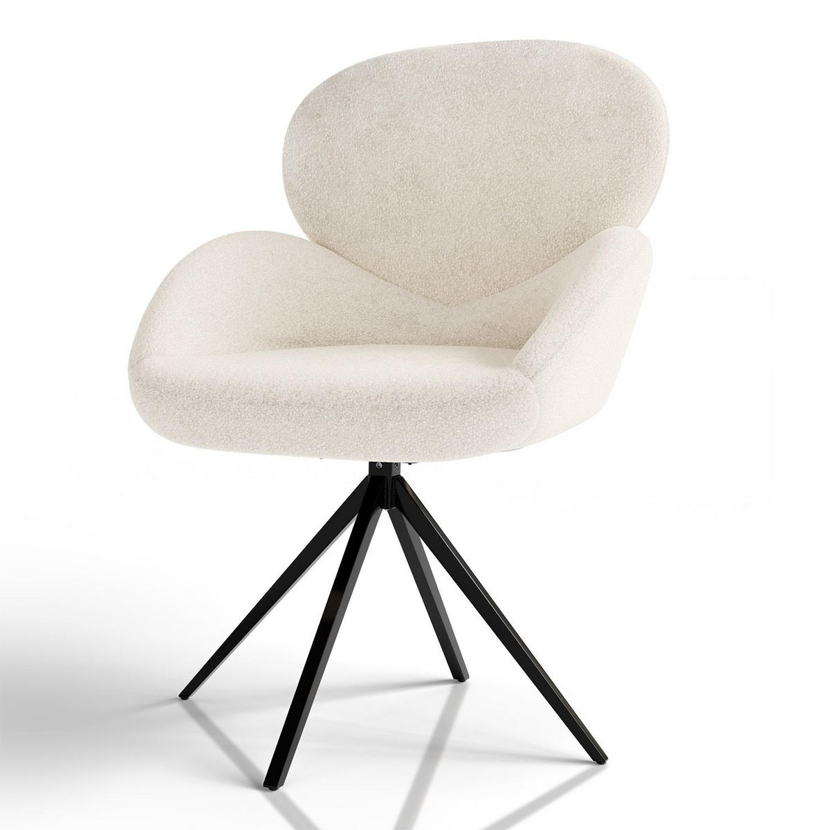 DREHSTUHL Albano Bouclé Creme - Creme, Textil (59/90/65cm) - Juskys