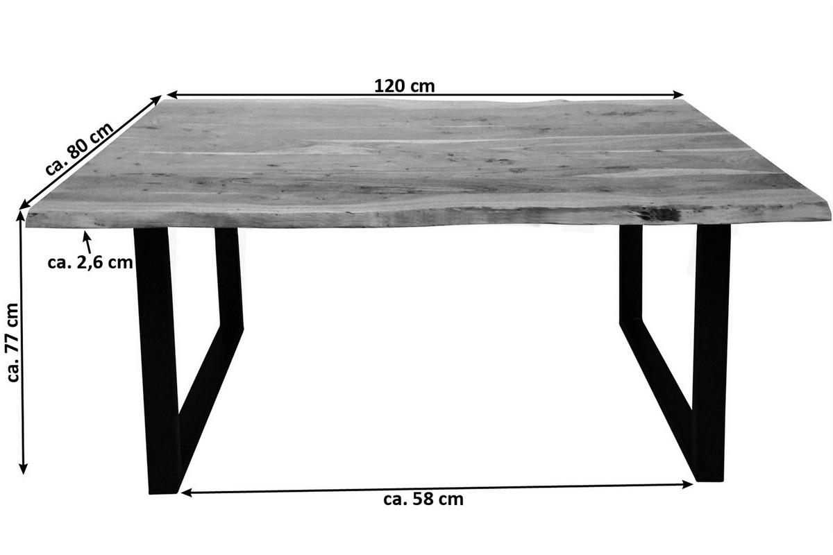 ESSTISCH TOPS&TABLES - Beige/Schwarz, Holz/Metall (80/120/77cm) - SAM