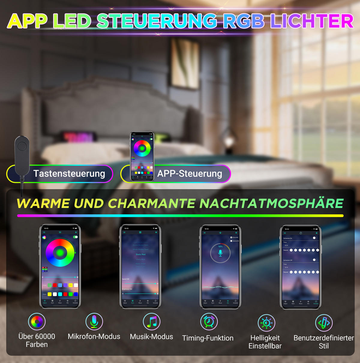 POLSTERBETT 160/200 cm Grau aus Samt mit LED und 4 Schubladen - Grau, Textil (160/200cm) - OKMYHOME
